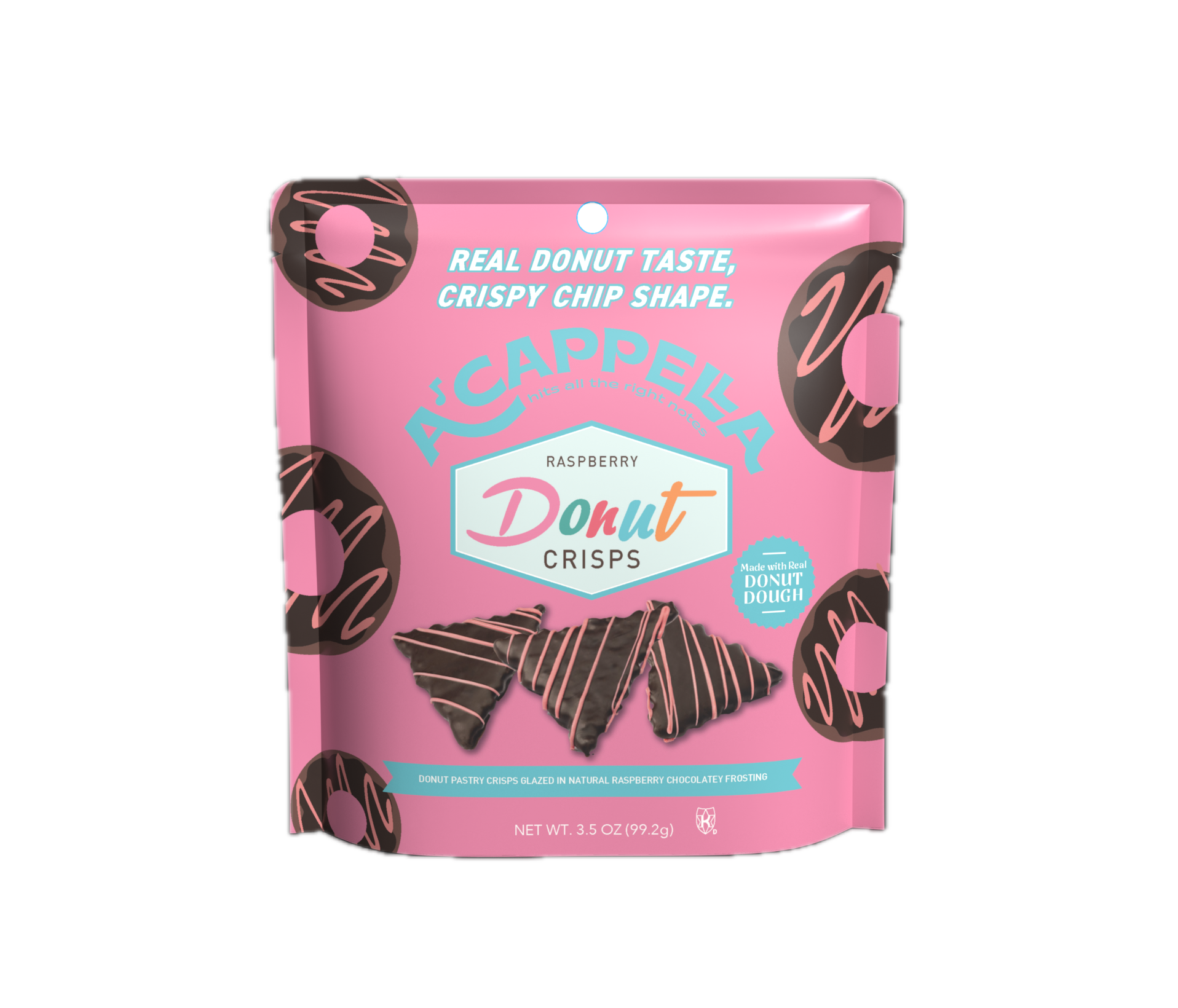 Raspberry & chocolate glazed donut crisps